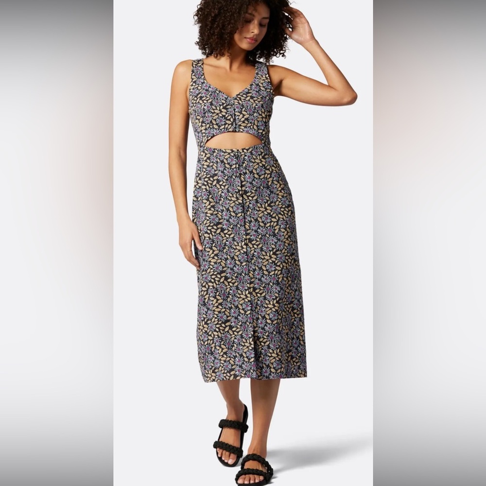 Joie Midi Dress Paige Gray Lilac Multi Print Size Small NWT - Picture 6 of 6